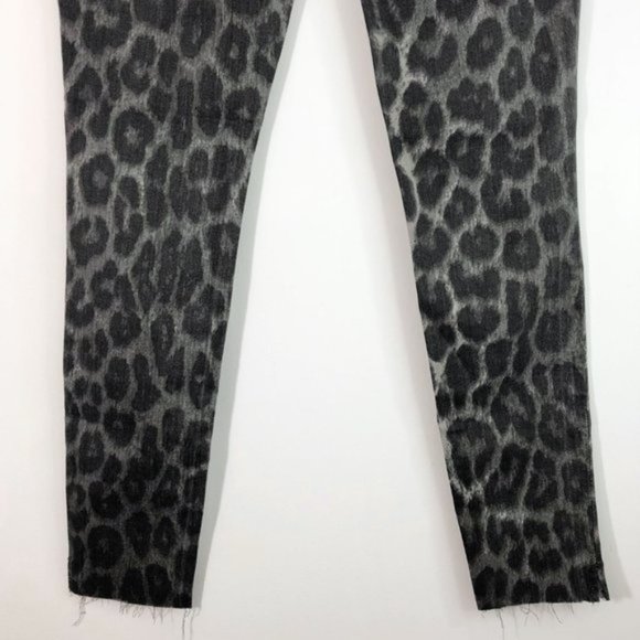 New Joe's Jeans Leopard Print High Rise Raw Hem Skinny Ankle Jeans Grey Size 24 - Picture 12 of 16
